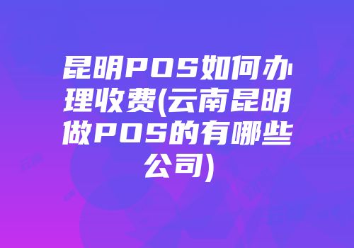 昆明POS如何辦理收費(云南昆明做POS的有哪些公司)